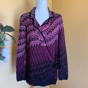 Zozo Purple Multicolored Women Tunic Sweater Size Large.